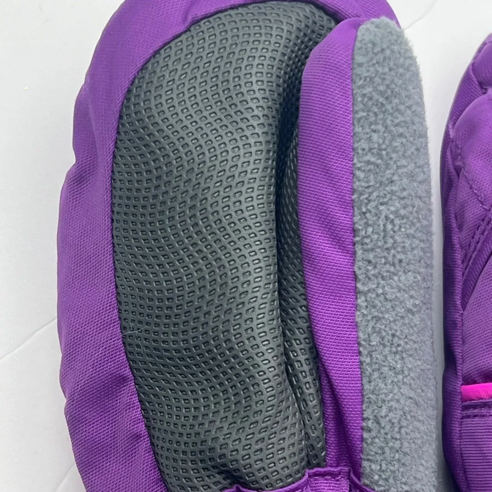 Head Kids Purple Pink Side Zipper Faux Fur Lined Winter‎ Mittens Size XS